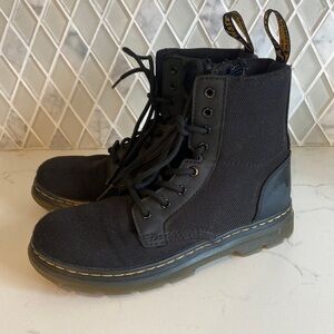DR. MARTENS COMBS BLACK Boots canvas size 2 side zip lace up